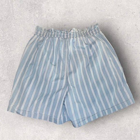 one 5 one Paperbag Waist Blue/White Striped High Waisted Shorts Size Large - Picture 2 of 5